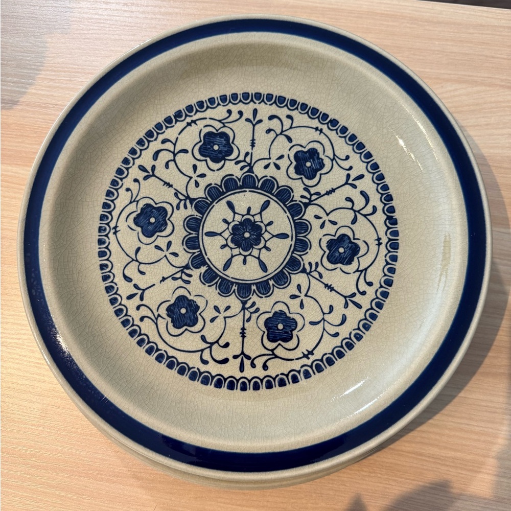 Vintage Quasar Indigo Salad Plates - Set of 5 7.5”- Stoneware Made in Japan